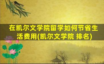 在凯尔文学院留学如何节省生活费用(凯尔文学院 排名)